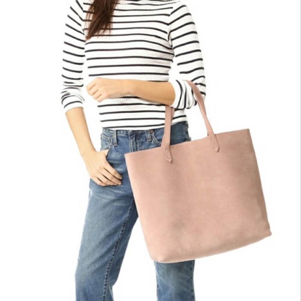Madewell Transport Tote in Blush Suede